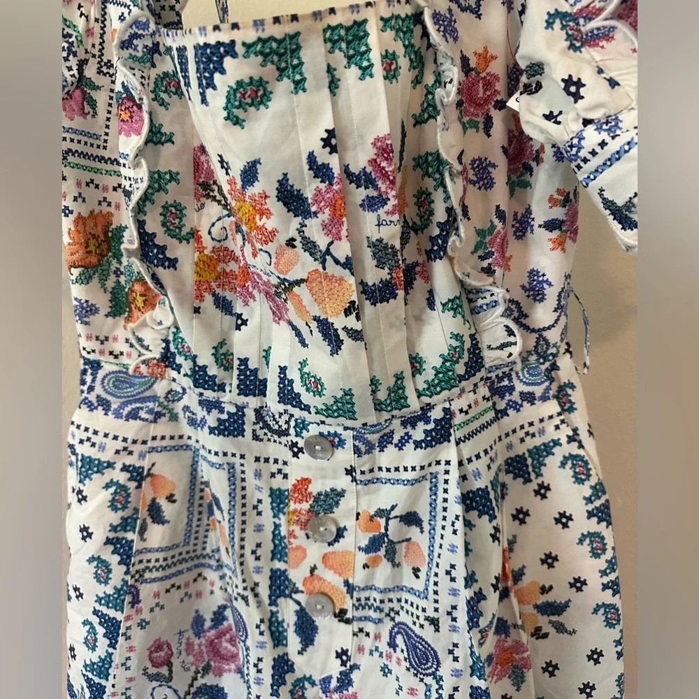 FARM Rio Floral Puff Sleeve Women's Romper XS - Picture 2 of 12